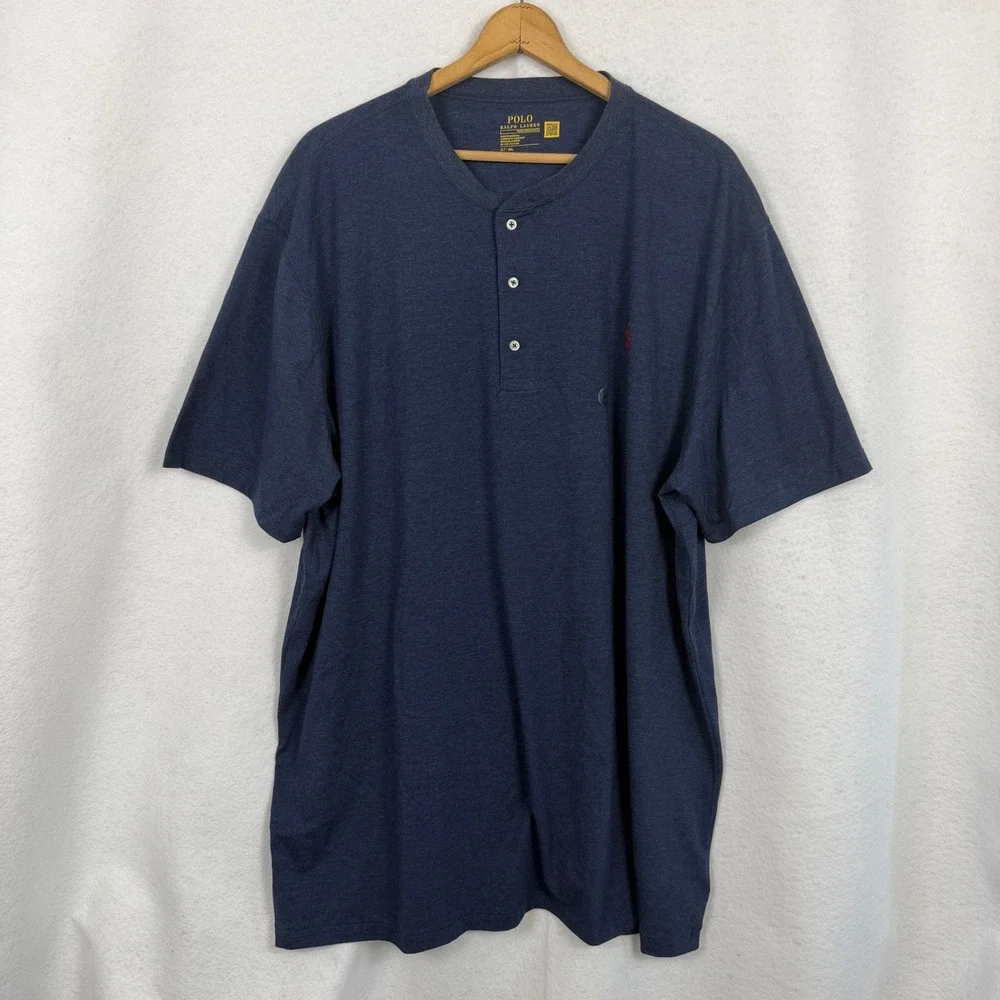 Polo Ralph Lauren Henley Shirt Mens 3XL Performance Short Sleeve Navy Blue